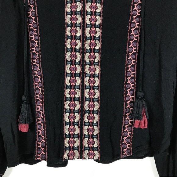 American Eagle Black Embroidered Peasant Top - Picture 5 of 12